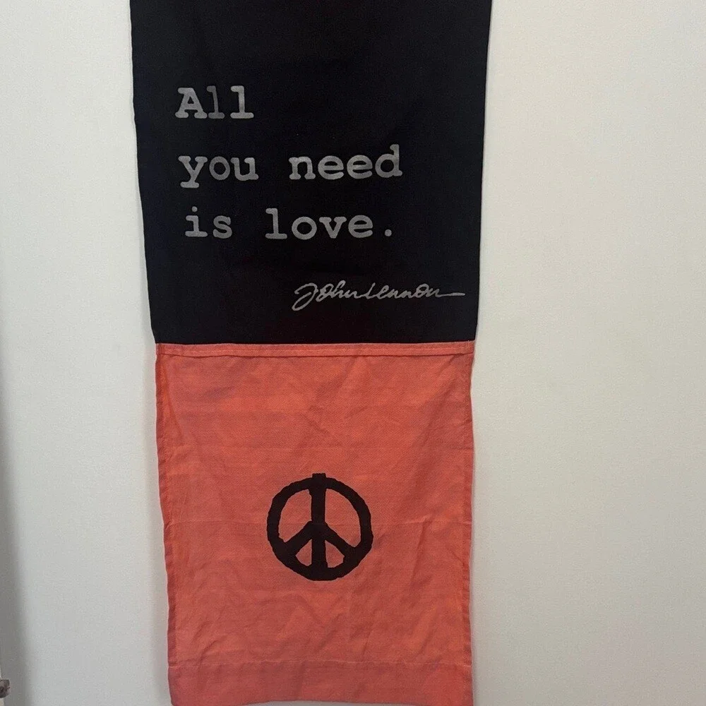 Tapestry decor wall art John Lennon all you need is love Orange Black Hanging